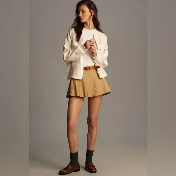 Anthropologie Crochet Bomber Cardigan Ivory Excellent Size L - Picture 9 of 9